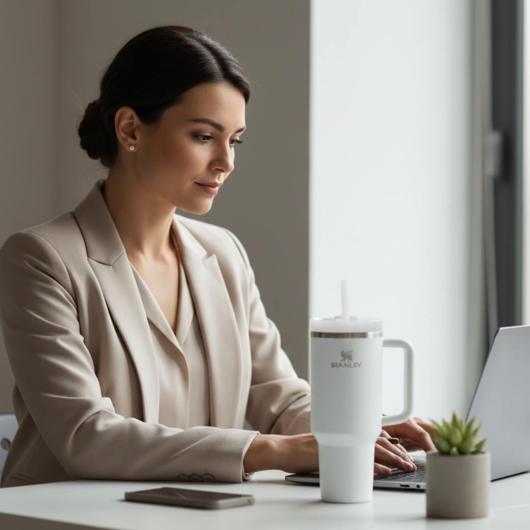 Beyaz renk Stanley termos