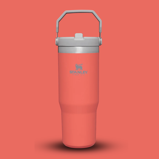 Stanley Flip Straw Termos. 0.900ml İçten Gizli Pipetli Mercan Rengi
