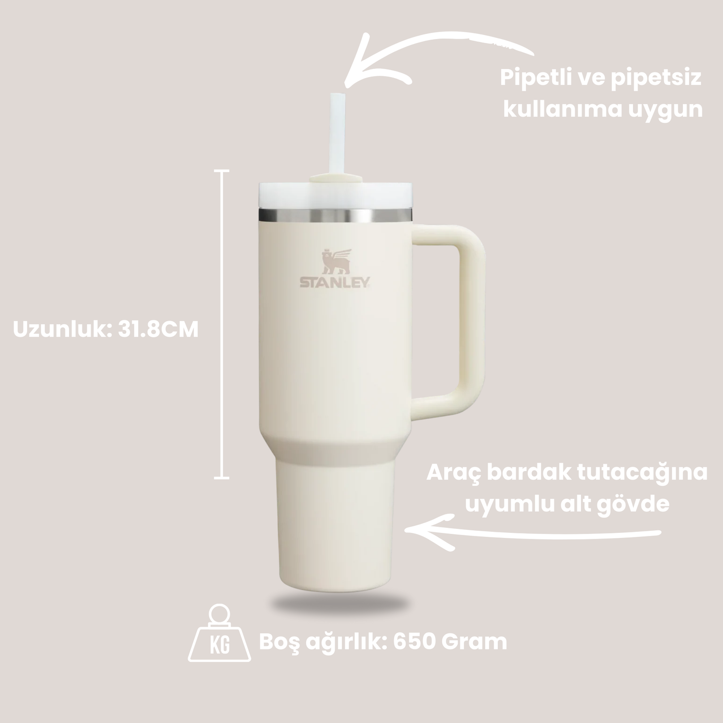 Krem renk Stanley termos