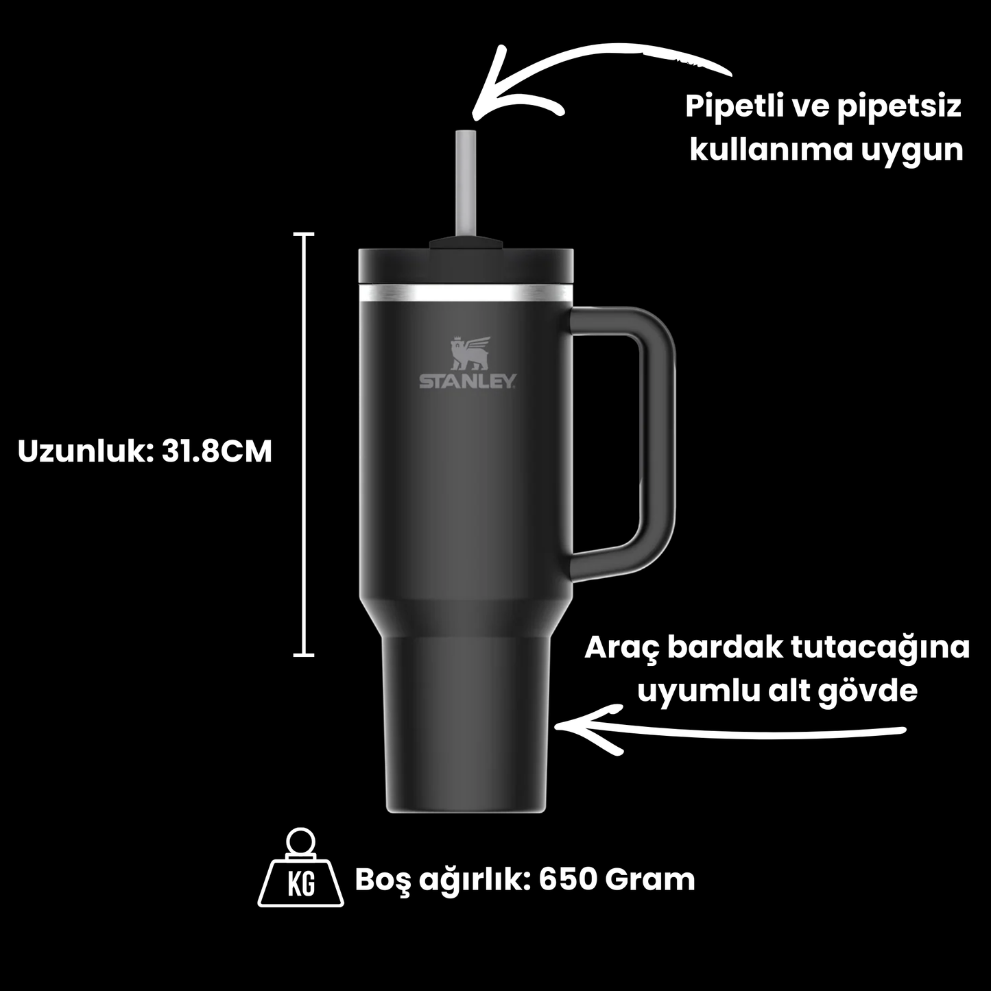 Siyah renk Stanley termos
