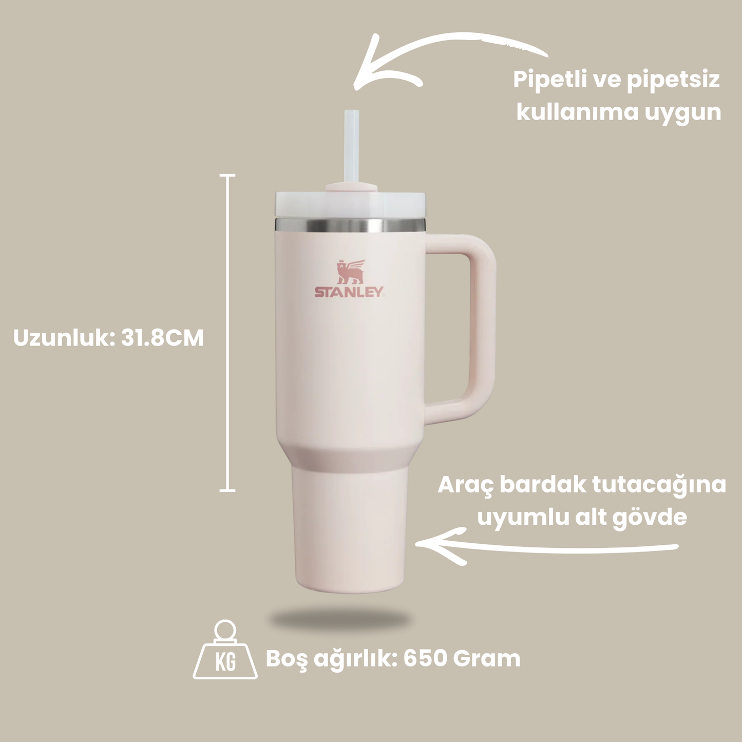 Toz Pembe renk Stanley termos