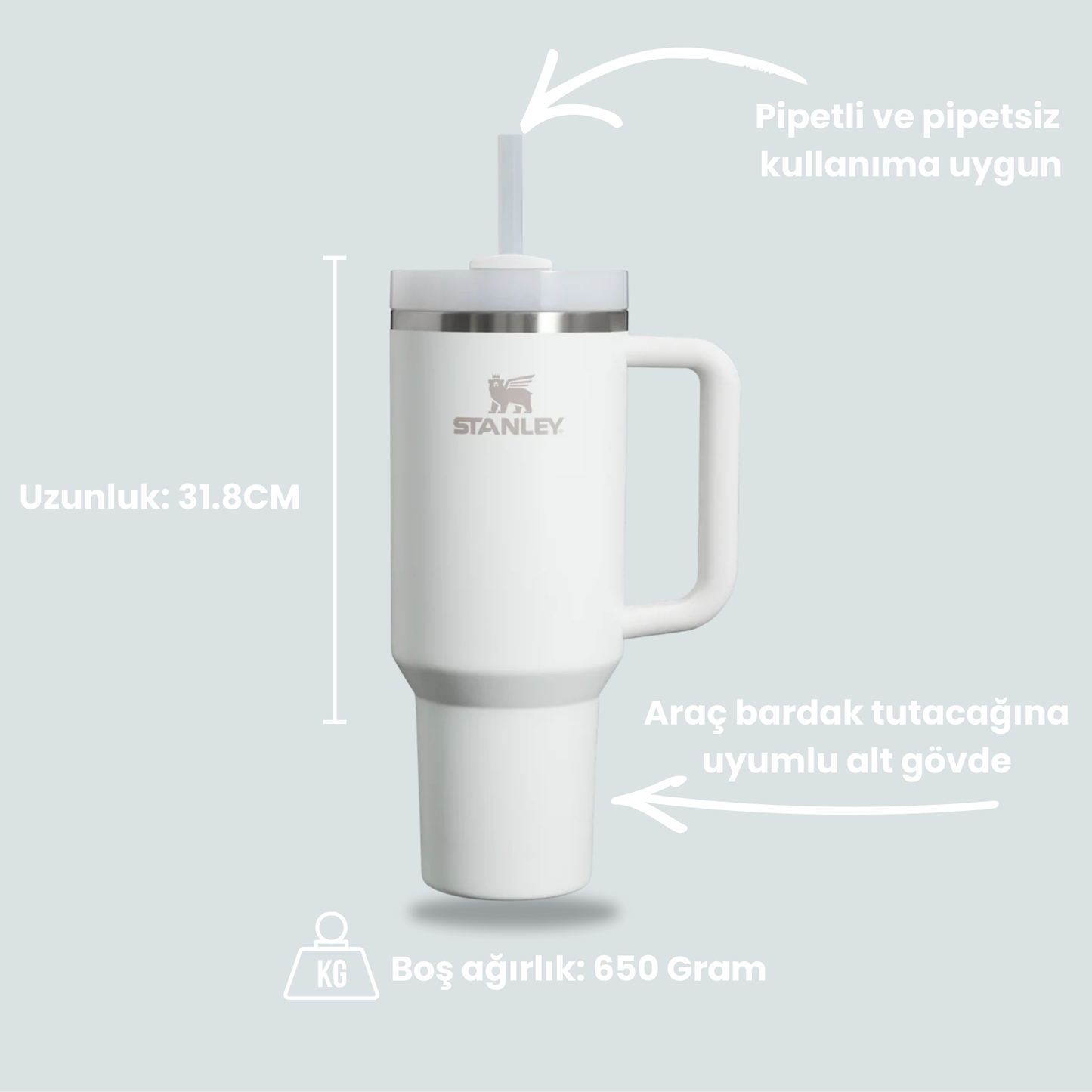 Beyaz renk Stanley termos