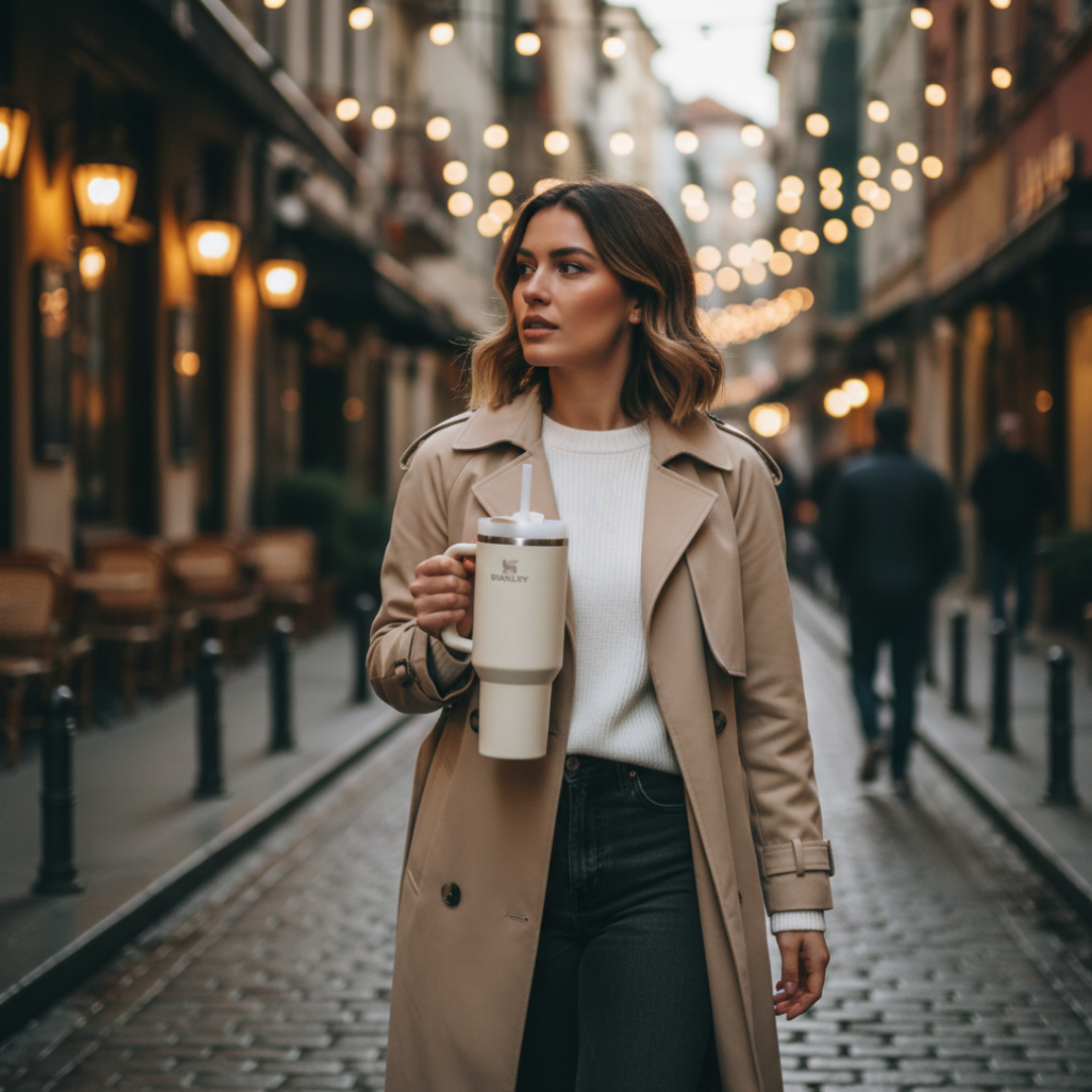 Krem renk Stanley termos