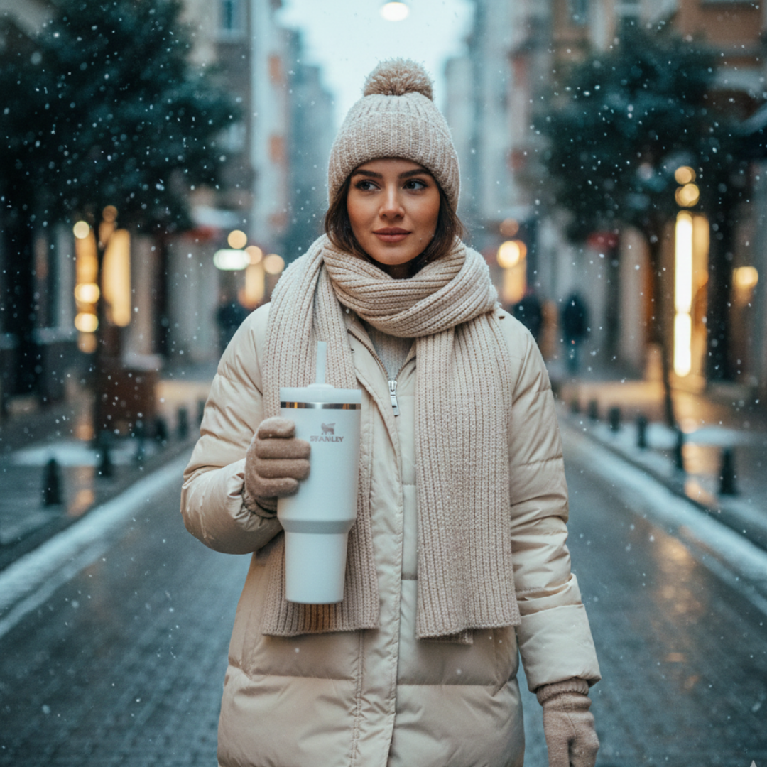 Beyaz renk Stanley termos